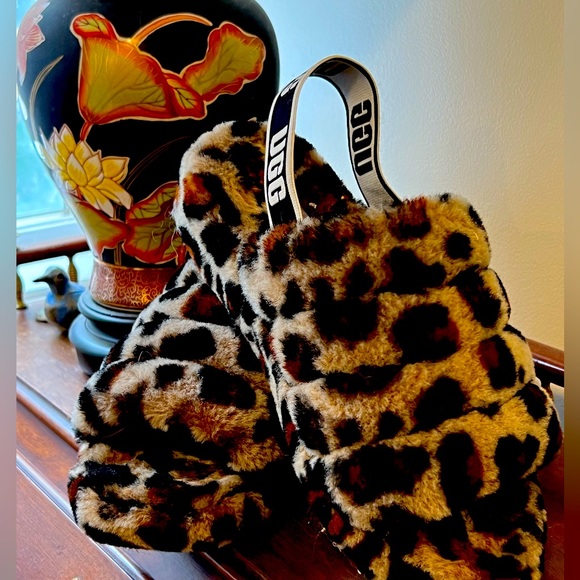 UGG Fluff Yeah leopard sling mule/slipper - Picture 3 of 3
